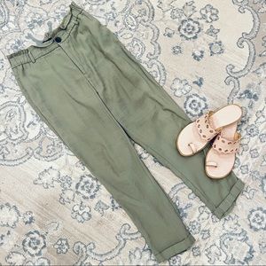 Zara Ankle Crop paper Bag Trousers with Elastic Top